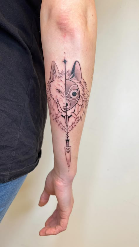 Princess Mononoke Birthday Party, Princess Mononoke Tattoo Wolves, Princess Mononoke Tattoo Ideas, Princess Mononoke Mask Tattoo, Princess Mononoke Tattoos, Princess Mononoke Wolf Tattoo, Mononoke Mask Tattoo, Princess Mononoke Nails, Princess Mononoke Drawing