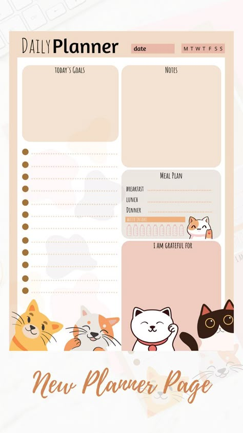 Good Notes Daily Planner, Daily Planner Pdf, Free Planner Templates, Etsy Planner, Study Planner Printable, Online Planner, Small Business Planner, Daily Planner Pages, Home Cat