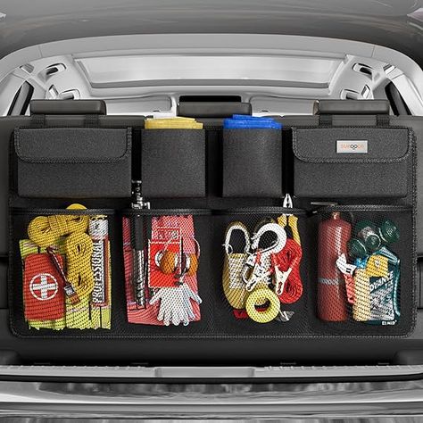 3rd Gen [7 Times Upgrade] Super Capacity Car Organizer SUV, Equipped with Robust Elastic Net, Hanging Car Storage Organizer with Lids, Space Saving Expert Suv Trunk Organization, Suv Storage, Car Boot Organiser, Car Trunk Organizer, Car Trunk Storage, Trunk Organizer, Car Storage Box, Car Amp, Car Interior Storage