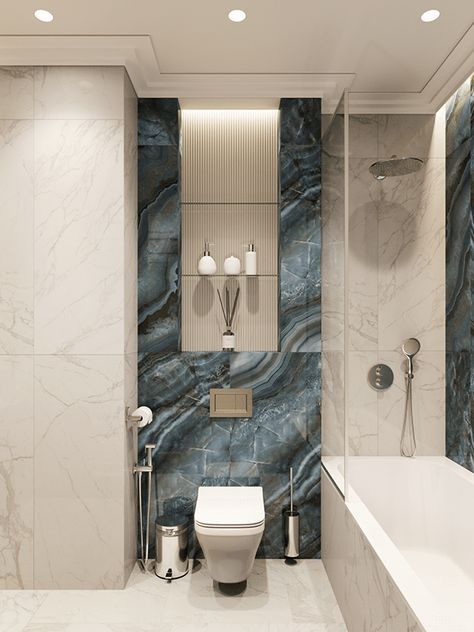 Apartment in residential complex Summer Garden on Behance Washroom Tiles Design, Washroom Tiles, Color Bathroom Design, Luxury Bathroom Tiles, Washroom Decor, Bathroom Shower Design, Bathroom Decor Luxury, Washroom Design, Bathroom Design Decor