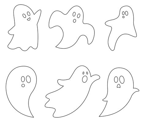 Halloween Art Templates, Halloween Diy Cutouts, Halloween Cutouts Template, Ghost Template For Kids, Halloween Ghost Printables, Halloween Cut And Paste Crafts, Ghost Cut Out Template, Ghost Print Out, Ghost Line Drawing