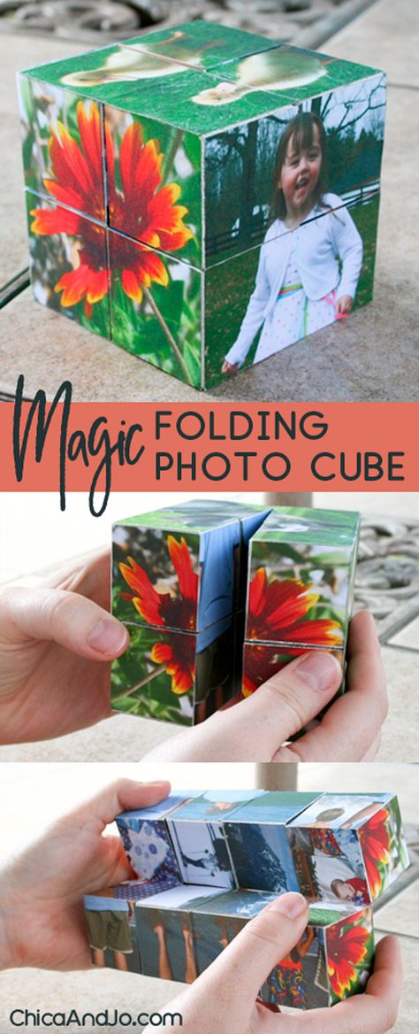 Diy Magic Photo Cube, Diy Photo Cube Gift Idea, Diy Picture Cube Photo Blocks, Diy Wooden Cube For Photos, Wood Blocks Crafts Diy, Folding Picture Cube, Cube Picture Diy, Magic Photo Cube Diy, Block Picture Cube