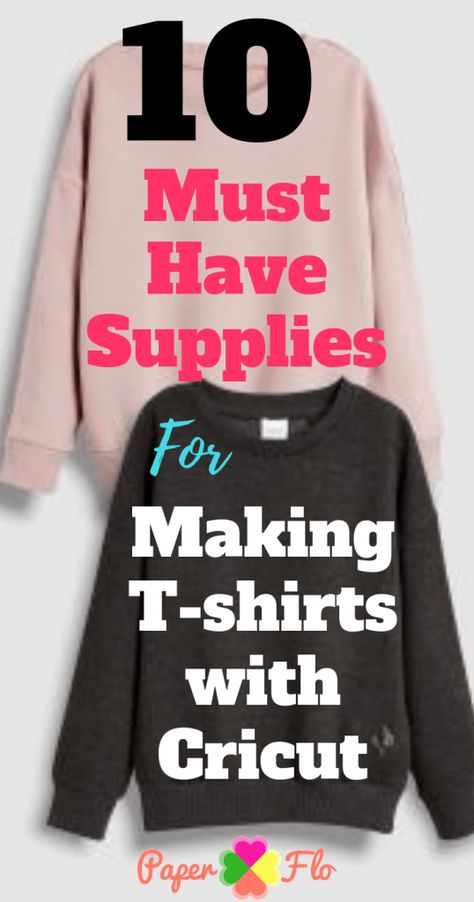 Find out the 10 must have supplies for making t-shirts with Cricut. This is an easy way to get started making t-shirts at home. Shirts With Cricut, Cricut Help, Cricut Supplies, Cricut Explore Projects, Projets Cricut, Cricut Projects Beginner, Blank T Shirts, Cricut Craft Room, Vinyl Shirts