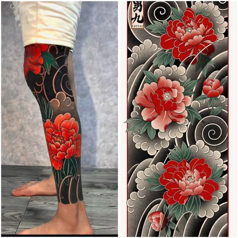 Japan Tattoo Flower, Japan Leg Tattoo, Leg Japanese Tattoo, Japan Flower Tattoo, Japanese Hand Tattoos, Samurai Tattoo Sleeve, Japanese Leg Tattoo, Traditional Japanese Tattoo Designs, Tattoo Japanese Style