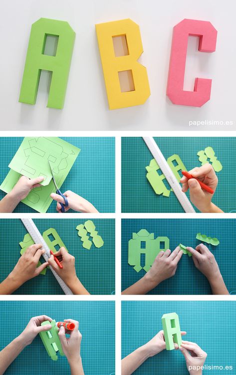 Paper Letters, Alphabet 3d, Cardboard Letters, Alphabet Templates, Origami Paper Art, Diy Letters, Papercraft Templates, Paper Tree, Letter A Crafts