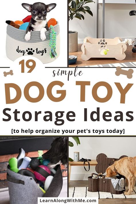 Tired of tripping over your dog's toys? 🐶 Our list of dog toy storage ideas will solve your problem and keep your furry friend's toys organized and accessible. From stylish baskets to doggie toy boxes, these ideas are both practical and visually appealing. (Well most of them anyway) 

Click to read more and discover how to keep your home neat and your pup happy with these clever storage solutions! 🐾🧡 

#DogToyStorage  #dogtoystorageideas #dogOrganization #DIYDogProjects   #DogToys Toy Box For Dogs, Puppy Toy Basket, Dog Toy Bin Ideas, Diy Dog Toy Storage Ideas, Dog Toy Basket Ideas, How To Store Dog Stuff, Pet Toy Storage Ideas, Diy Dog Storage Ideas, Dog Toy Basket Living Rooms