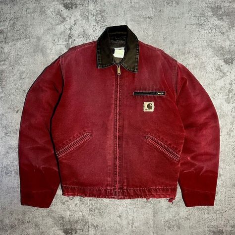 Red Carhartt Jacket, I Have It All, Minimal Vintage, Jacket Collection, Is It Worth It, Carhartt Jacket, Workwear Jacket, Crimson Red, Cool Jackets