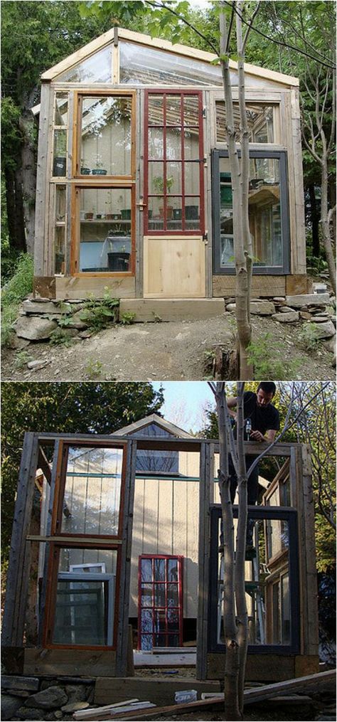 12 DIY Dream Sheds and Greenhouses with Reclaimed Windows She Shed Greenhouse, Shed Inspiration, Diy She Shed, Reclaimed Windows, Greenhouse Design, Shed Windows, Window Garden, Greenhouse Shed, Home Greenhouse