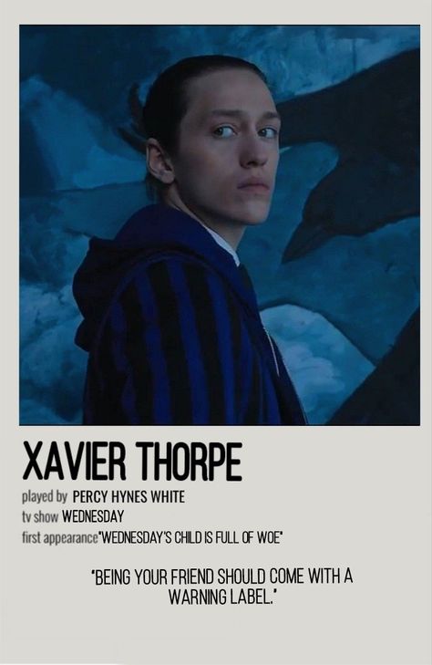 Wednesday Polaroid Poster, Xavier From Wednesday, Wednesday Poster, Xavier Thorpe, Tv Posters, Percy Hynes White, Iconic Lines, Wednesday Movie, Addams Family Wednesday