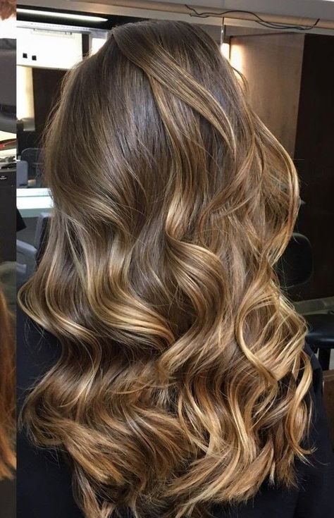 Gold Caramel Balayage, Brunette Hair With Golden Highlights, Brunette Golden Highlights, Brown Hair Strawberry Blonde Highlights, Medium Contrast Hair, Auburn Brown Hair With Highlights, Light Brown Balayage Caramel, Brown With Dark Blonde Highlights, Honey Babylights