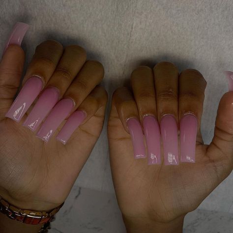 Medium Length Curved Nails, Slight Curved Acrylic Nails, Cotton Candy Acrylic Nails, Basic Full Set Nails, Baby Pink Square Acrylic Nails, Pink Curved Nails, Basic Nail Sets, Square Curved Nails, Curved French Tip Nails