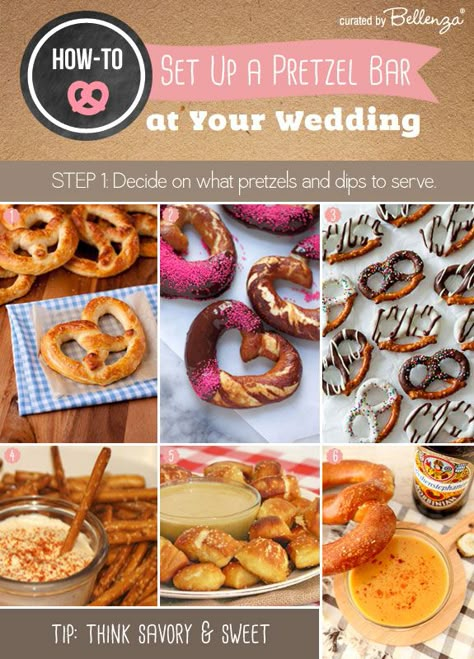 Pretzel display and favors Beer And Pretzel Party, Pretzel Ideas Parties Food, Pretzel Bites Bar Wedding, Soft Pretzels At Wedding, Pretzel Station Wedding, Pretzel Bar Wedding Ideas, Diy Pretzel Bar, Hot Pretzel Bar, Pretzel Party Ideas