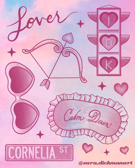 taylor swift inspired flash sheets⭐️🎧💞🎶 sticker sheets coming soon!! shoutout to @annabelleembroiders for helping me plan out the designs <3 #taylorswift #taylorswiftsticker #taylorswiftstickersheet #swiftie #erastour #taylorswiftfanart #taylorswifttattoo #taylorswiftflashsheet Taylor Swift Lover Valentines Day, Taylor Swift Art Speak Now, Lover Art Taylor Swift, Taylor Swift Journal Aesthetic, Taylor Swift Lover Art, Valentines Day Taylor Swift, Taylor Swift Doodles Art, Taylor Swift Clipart, Taylor Swift Valentines Day