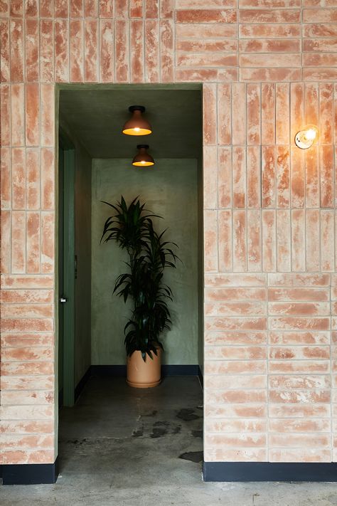 Brick Wall Restaurant, Vertical Brick, Terracotta Brick, Land Design, Sun Life, Oak Panels, Concrete Building, Mexican Designs, Deco Boheme