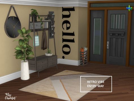 Sims 4 Cc Entry Way, Sims 4 Entryway, Sims 3 Houses Plans, Barn Table, Large Floor Mirror, Rustic Hallway, Sims Inspiration, Sims 4 Blog, Entryway Inspiration