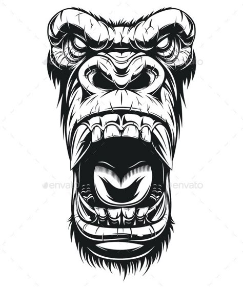 Gorilla Tattoo Stencil, Gorilla Skull, Gorilla Illustration, Skull Tattoo Designs, Gorillas Art, Gorilla Tattoo, Monkey Tattoos, Graffiti Tattoo, White Head