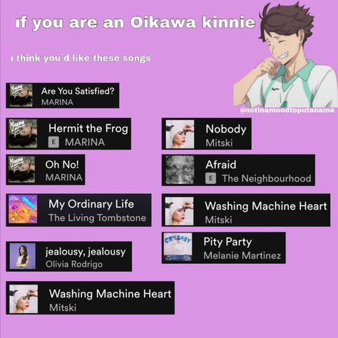 Hermit The Frog, Pity Party, Oikawa Tooru, Song Suggestions, Music Recommendations, Song List, Japanese Cartoon, Haikyuu Characters, Music Mood