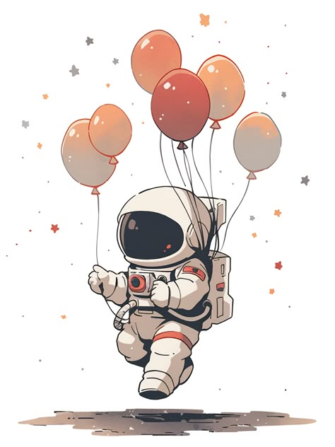 The cute little astronaut was carried off the ground by the balloon, a childlike illustration. Outer Space Drawing, Astronaut Drawing, Book Illustration Layout, Astronaut Illustration, Astronaut Cartoon, Cute Astronaut, Balloon Illustration, Astronaut Design, Pencil Sketch Images