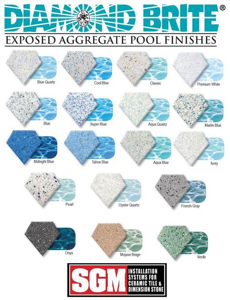 Swimming Pool Resurfacing and Plaster Finishes 1 Tahoe Blue Pool Plaster, Pool Gunite Colors, Diamond Brite Pool Finishes, White Plaster Pool Finish, Pool Finishes Ideas, Pool Plaster Colors Water, Gunite Pool Colors, Diamond Brite Pool Colors, Pool Resurfacing Ideas