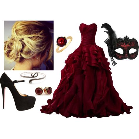 Masquerade ball by fandqm on Polyvore featuring Masquerade, Christian Louboutin, Frederic Sage, women's clothing, women's fashion, women, female, woman, misses and juniors Masquerade Ball Outfits, Masquerade Halloween Costumes, Masquerade Ball Gowns, Masquerade Prom, Masquerade Outfit, Stile Harry Potter, Gothic Party, Masquerade Theme, Masquerade Wedding