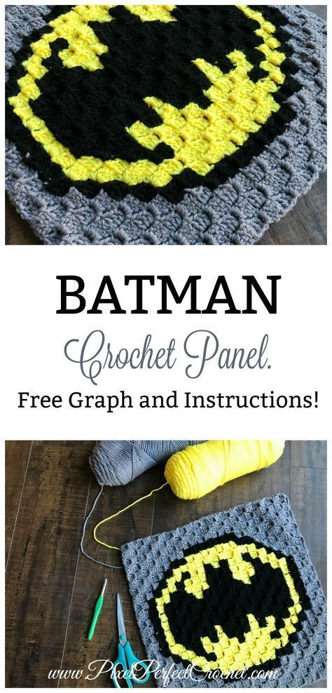 Batman Corner to Corner Crochet Panel. Perfect for projects big or small! Includes free graph and instructions. Crochet Batman Blanket, Crochet Batman, Corner To Corner Crochet Pattern, Logo Batman, Crochet C2c Pattern, C2c Crochet Pattern Free, Crochet Panel, Corner Crochet, Corner To Corner Crochet