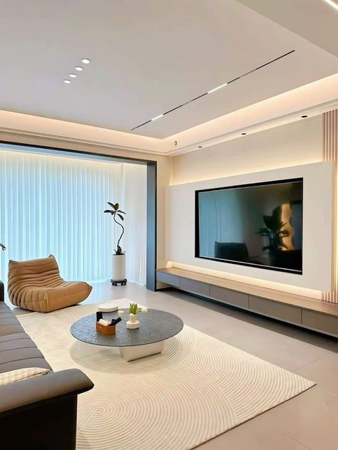 Gray Room, Luxury Ceiling Design, Panel Ideas, Classy Living Room, Modern Living Room Interior, Big Screen Tv, Interior Design Your Home, Luxury Living Room Design, Ceiling Design Bedroom