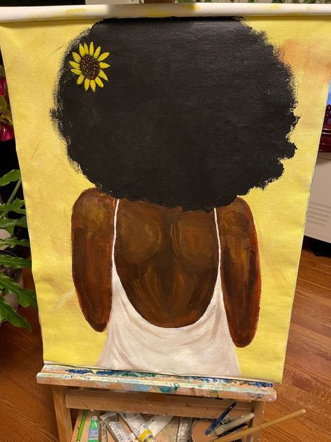 Painting Ideas Black Women, Easy Black Art Painting, Black Artist Painting, Bestie Paintings, Melanin Painting, Black Women Paintings, Earthy Paintings, Painting Black Women, Black Art Painting Abstract