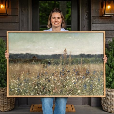 RandGCanvas - Etsy Wildflowers Field, Large Framed Art, Dark Botanical, Tapestry Nature, Botanical Floral Art, Gothic Floral, Countryside Landscape, Grand Art Mural, Outdoor Crafts