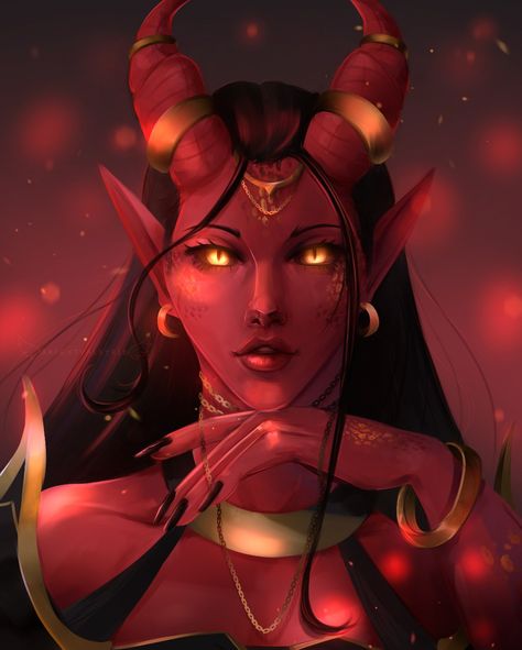 Female Red Tiefling Art, Red Skin Tiefling, Red Skin Character Design, Red Skin Character, Tiefling Dancer, Female Tiefling Sorcerer, Red Tiefling Woman, Tiefling Sorcerer Female, Red Tiefling Male