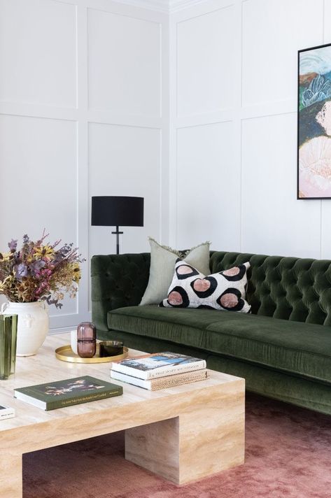 2023 Interior Style Trends • ColourCube Interiors Green Velvet Sofa, Interior Design Photography, Design Your Kitchen, Green Sofa, Interior Photography, Style Trends, Interior Trend, Furniture Collections, Velvet Sofa