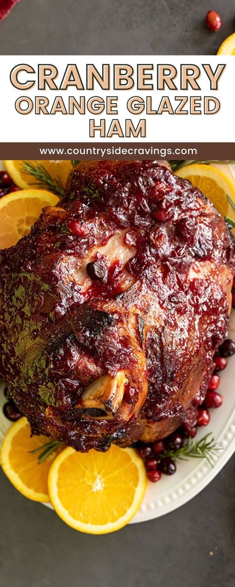 Looking for an easy baked ham recipe that will impress your guests? This Cranberry Orange Glazed Ham is perfect! It’s moist and full of flavor thanks to an easy homemade cranberry glaze. Whether it’s for Christmas, Easter, or any special occasion this ham will be the star of the show. If you have never baked a ham before don’t be intimidated. It is VERY easy and a perfect place to start for beginners. We love to enjoy ham throughout the year for different occasions. Thanksgiving Ham Glaze, Christmas Ham Glaze, Homemade Ham Glaze, Christmas Ham Dinner, Easy Baked Ham, Orange Glazed Ham, Baked Ham Recipe, Smoked Ham Recipe, Christmas Ham Recipes