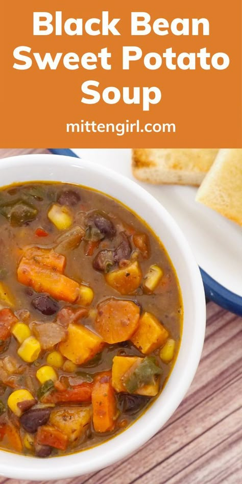 Sweet Potato Black Bean Recipe, Carrot And Celery Soup, Plant Based Soup, Black Bean Sweet Potato, Stovetop Recipes, Freeze Sweet Potatoes, Gumbo Soup, Black Bean Soup Recipe, Sweet Potato Soup Recipes