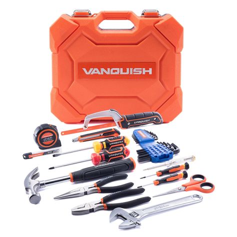 PRICES MAY VARY. HIGH-QUALITY AND DURABLE--Each tool in this set is made of high-quality materials, ensuring their durability and longevity, so you can rely on them for all your DIY projects VALUABLE 38-PIECE TOOL SETS --This tool box includes hacksaw with blades, claw hammer, adjustable wrench, screwdrivers, precision screwdrivers, tape measure, pliers set, utility knife, scissor, testing screwdriver and so on. Useful and necessary tools for home maintenance,auto repair and daily use WIDE APPLI Garden Improvement, Apartment Dorm, Arrangement Ideas, Blow Molding, Home Tools, Home Decor Idea, Household Essentials, Storage Case, Tool Kit