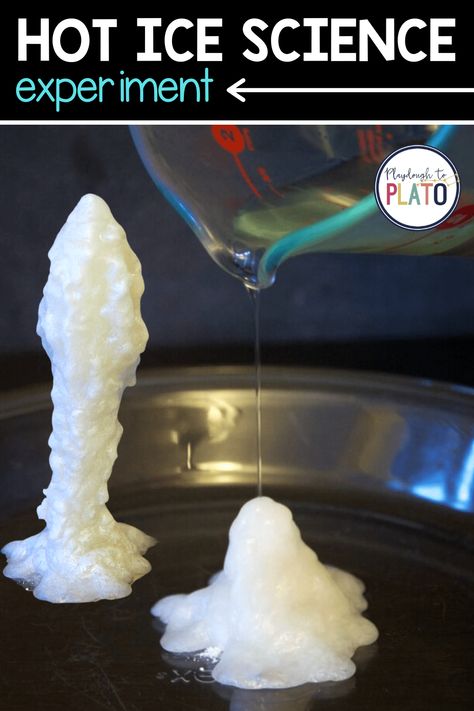 Hot Ice Science Experiment - Playdough To Plato Kids Science Experiment, Vetenskapliga Experiment, Playdough To Plato, Kid Science, Kid Experiments, Kids Science, Science Projects For Kids, Science Activities For Kids, Fair Projects