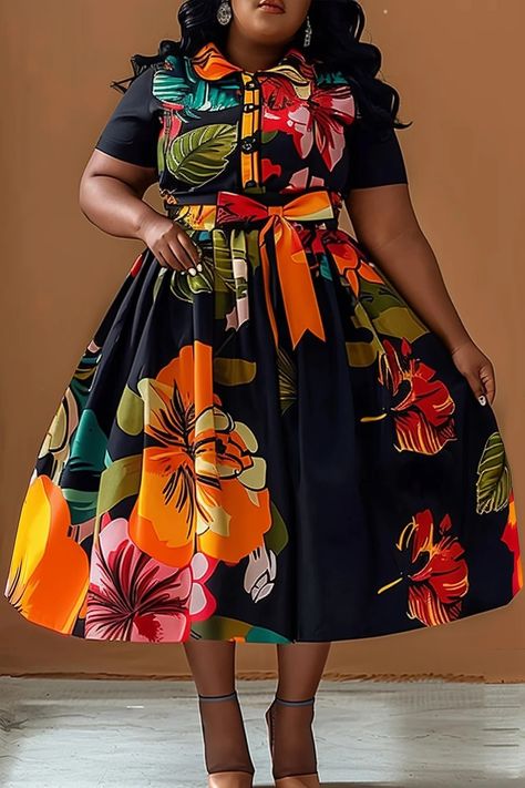 Plus Size Business Casual, Shirt Collar Pattern, Plus Size Business, Casual Dresses Plus Size, 2piece Outfits, Pu Leather Skirt, Gaun Fashion, African Print Dress, Ankara Dress