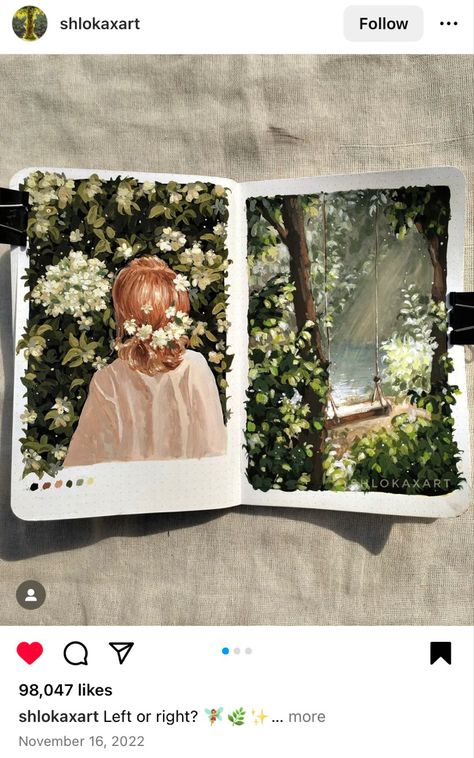 Gouche Paintings, Elves Aesthetic, Gouache Illustrations, Gouache Art, 수채화 그림, Small Canvas Art, Arte Sketchbook, Nature Art Painting, Painting Painting