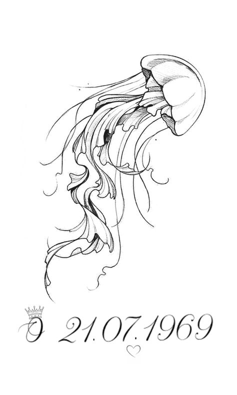 One Line Jellyfish Tattoo, Seahorse Line Drawing, Jellyfish Tattoo Stencil, Jelly Fish Tattoo Fine Line, Watercolor Jellyfish Tattoo, Art Ideas Black And White, Viva Tattoo, Tatoos Design, Learning To Tattoo