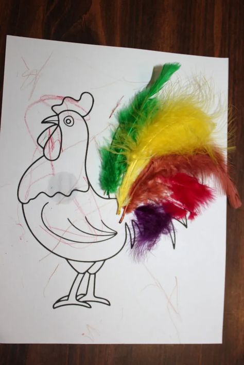 Rooster Preschool Craft, Barnyard Dance Activities, Community Neighborhood, Farmer Craft, Barnyard Dance, Rooster Craft, Milk The Cow, Farm Unit, Solar System Crafts