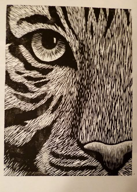 Tiger Lino Print, Printmaking Animals, Vector Prints, Screen Printing Illustration, Woodblock Printmaking, Modern Art Tattoos, Printmaking Ideas, Woodcut Illustration, Lion King Pictures