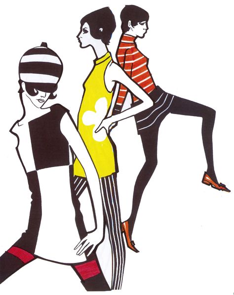 Mod •~• fashion illustration 60s Fashion Illustration, 60s Art, Fashion Drawings, Fashion Illustration Vintage, Fashion Sketch, Illustration Vintage, Fashion Art Illustration, Mod Fashion, 1960s Fashion