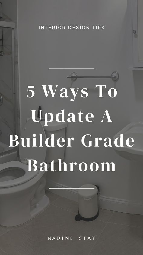 How To Paint Behind A Toilet, Bathroom Without Windows, Moodboard White, Builder Grade Bathroom, Windowless Room, Moody Eclectic, Nadine Stay, Bathroom Makeover On A Budget, Eclectic Mirrors