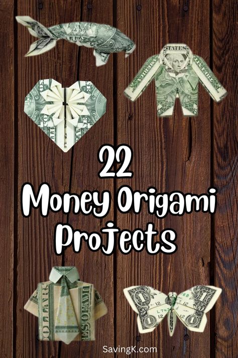 22 Creative Money Origami Projects That Turn Cash Into Art - SavingK Origami For Seniors, 100 Dollar Bill Origami, 50 Dollar Bill Origami, Easy Dollar Bill Origami Star, How To Fold Money Into A Star, How To Fold Money Into A Christmas Tree Dollar Bills, Origami Money Gifts, Good Luck Crafts, Creative Ways To Fold Money