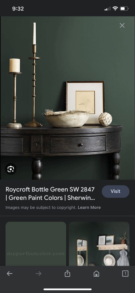 Rock Wood Dark Green Sherwin Williams, Sw 2816 Rookwood Dark Green, Sherwin Williams Roycroft Bottle Green, Roycroft Bottle Green Sherwin Williams, Roycroft Bottle Green, Environ Green Sherwin Williams, House White, Dark House, Green Paint Colors