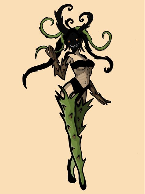 Flower Demon, Plants As Humans Drawing, Plant Demon, Human Plant Hybrid Art, Plant Oc Art, Plant Person Character Design, Nature Oc, Plant Person, Plant Person Character