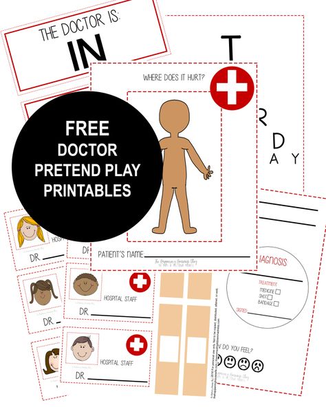 Doctor Play Set Image Pretend Doctor Printables, Dr Office Preschool Pretend Play, Diy Doctor Office Pretend Play, Doctor Office Pretend Play, Doctor Play Printables, Dramatic Play Printables Free, Doctor Role Play, Doctor Play Set, Pretend Play Printables