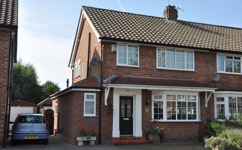 Front House Canopy Ideas, Semi Detached Front Garden, Side Extension Semi Detached, Porch Extension With Toilet, Detached Bedroom, Utility Extension, Semi Detached House Extension, Extension Roof, 1930s House Extension