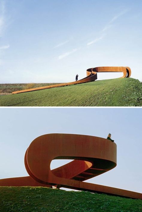 Elastic Perspective by NEXT Architecture, Circular stair to panoramic viewpoint, Mobius Strip Viewpoint Architecture, Circular Architecture, Architecture Art Nouveau, Circular Stairs, Mobius Strip, Spanish Architecture, Urban Furniture, Pedestrian Bridge, Bridge Design