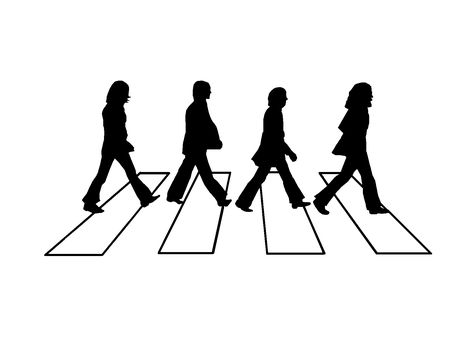 Abbey Road Drawing, Abbey Road Tattoo, Beatles Silhouette, Beatles Drawing, Walking Silhouette, Road Drawing, Beatles Wallpaper, Tattoo Over Scar, The Beatles Abbey Road