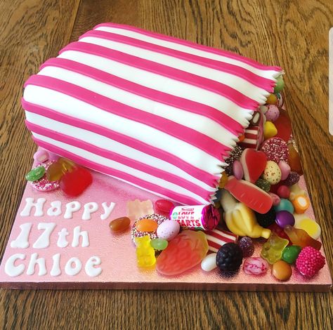 Sweetie Cake Ideas, Pick N Mix Cake, Pick And Mix Cake, Sweetie Cake Birthday, Sweetie Birthday Cake, Weetabix Cake, Motorcycle Birthday Cakes, Illusion Cakes, 40th Birthday Cake For Women