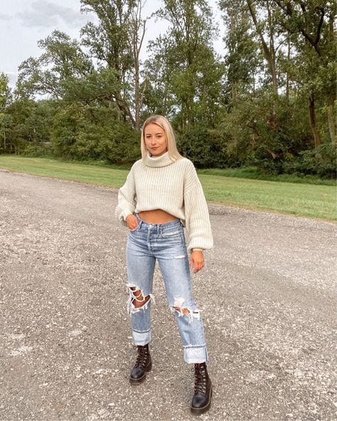 This NA-KD sweater paired with these AGOLDE jeans and Leona Dr Martens makes for the perfect fall outfit. Shop this look through the LIKEtoKNOW.it shopping app! https://www.liketoknow.it/ltk/MXClRWLggoEF6r28zkCEH Leona Boots Outfit, Leona Dr Martens Outfit, Doc Marten Leona Boot Outfit, Doc Martens Leona Outfit, Leona Doc Martens Outfit, Dr Marten Leona Boot Outfit, Dr Martens Leona Outfit, White Dr Martens Outfit Fall, Leona Dr Martens